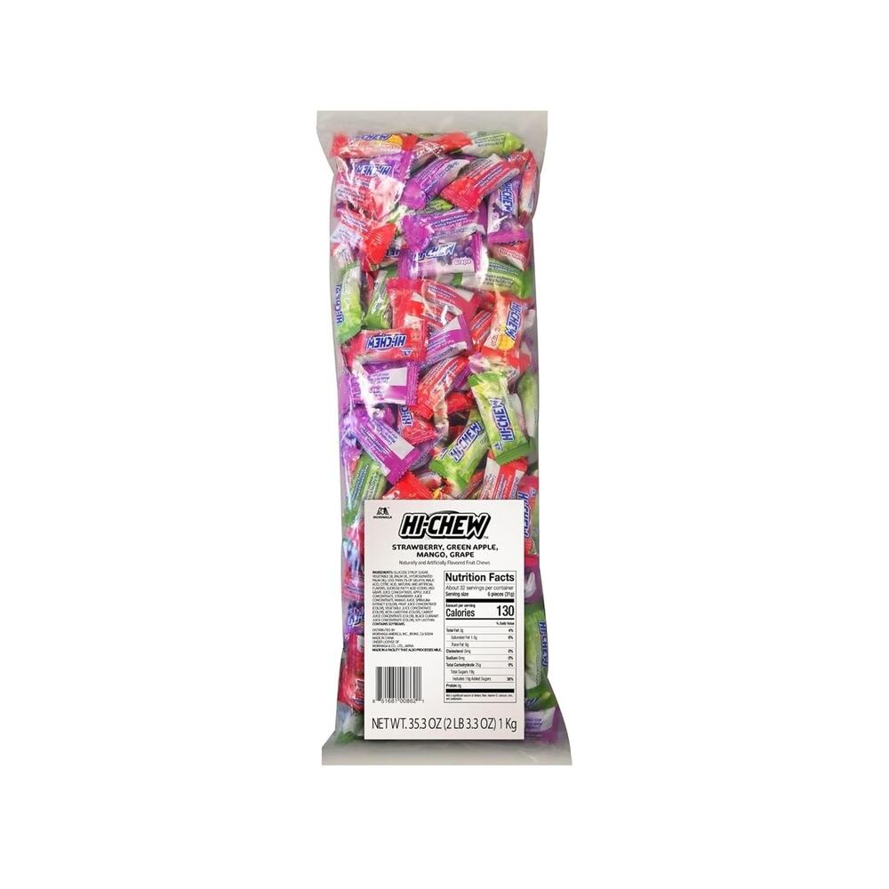 HI-CHEW Assorted Bulk Candy Bag, Green Apple Strawberry Mango Grape, Soft & Chew
